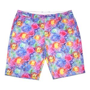 Hreski Multicolor Vibrant Splatter All Over Print‎ Golf Shorts Mens Size 40